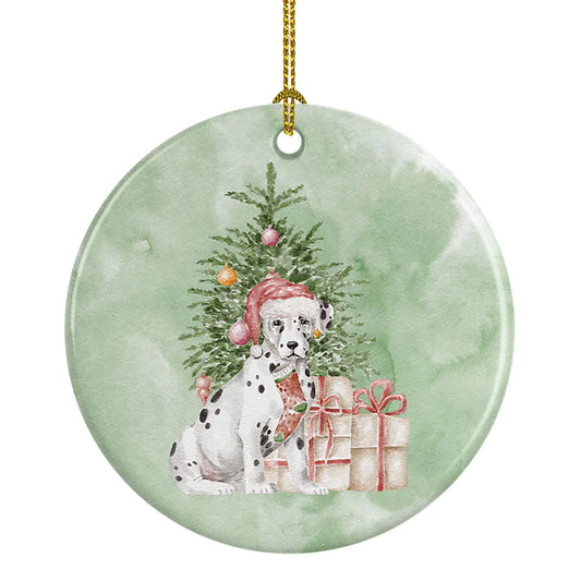 Dalmatian Christmas Presents and Tree Ceramic Ornament