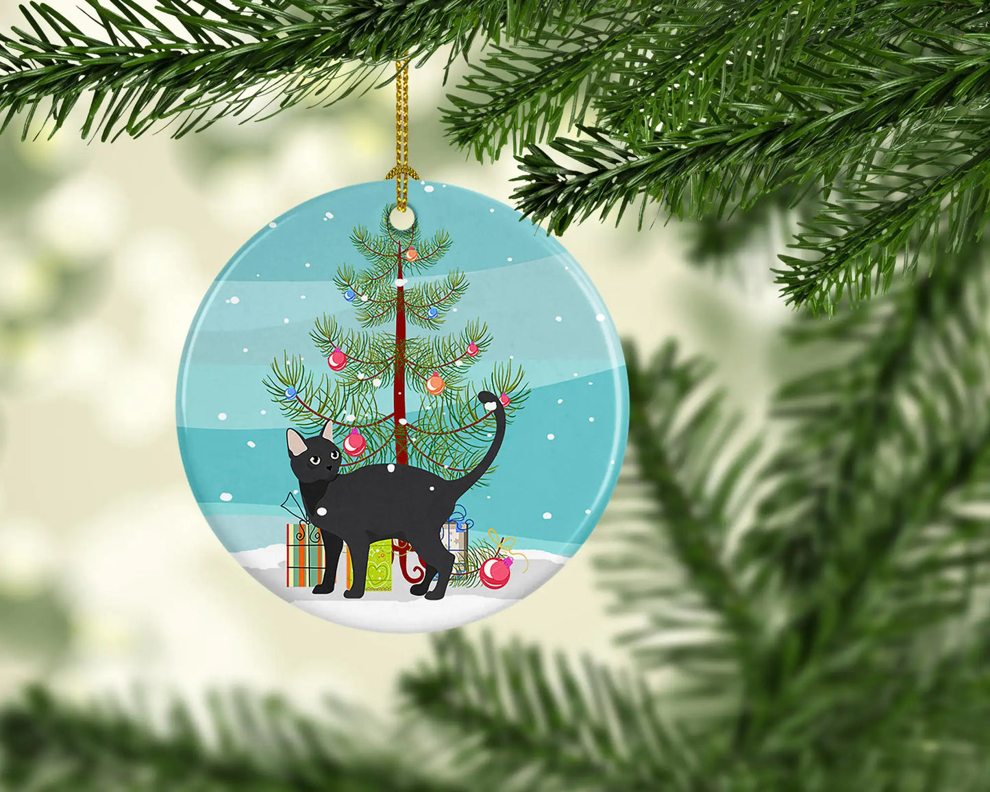 Malayan Cat Christmas Ceramic Ornament