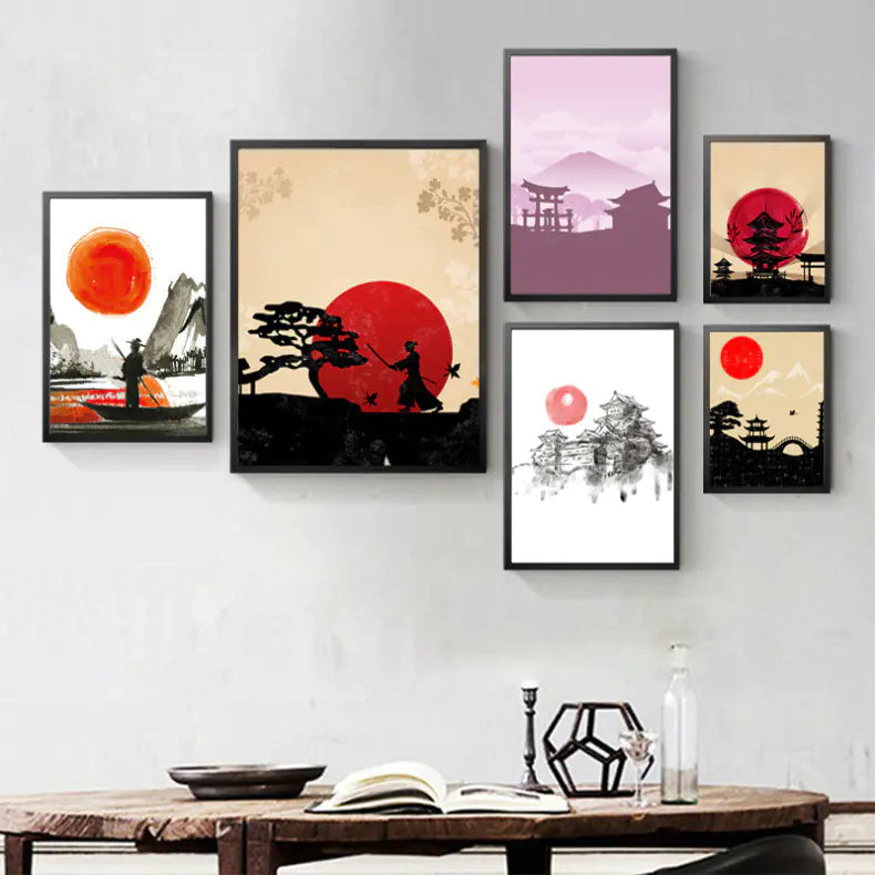 Japanese Style Architectural Landscape Wall Art Decor