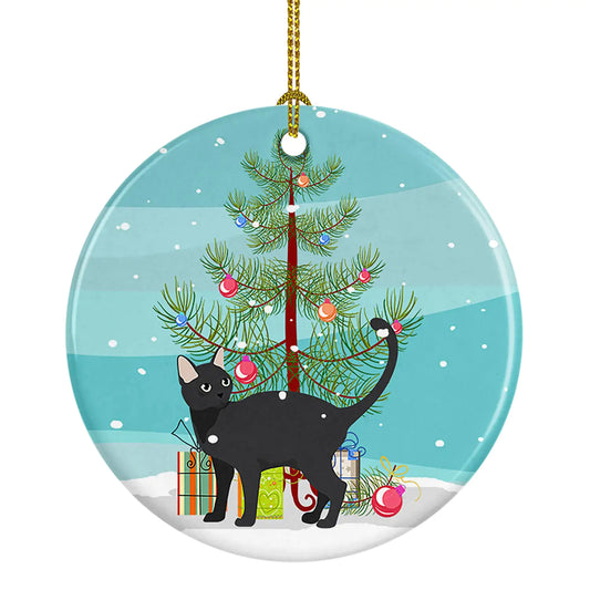 Malayan Cat Christmas Ceramic Ornament