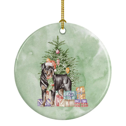 Rottweiler Christmas Presents and Tree Ceramic Ornament