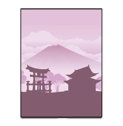 Japanese Style Architectural Landscape Wall Art Decor
