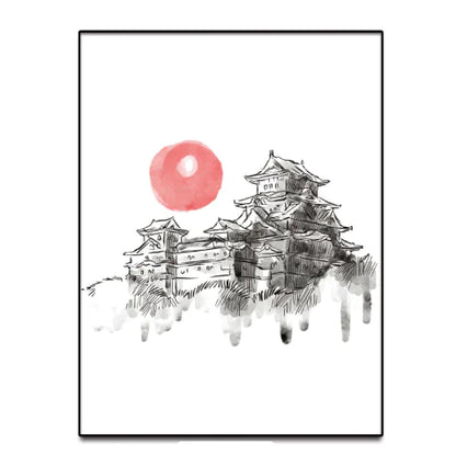 Japanese Style Architectural Landscape Wall Art Decor